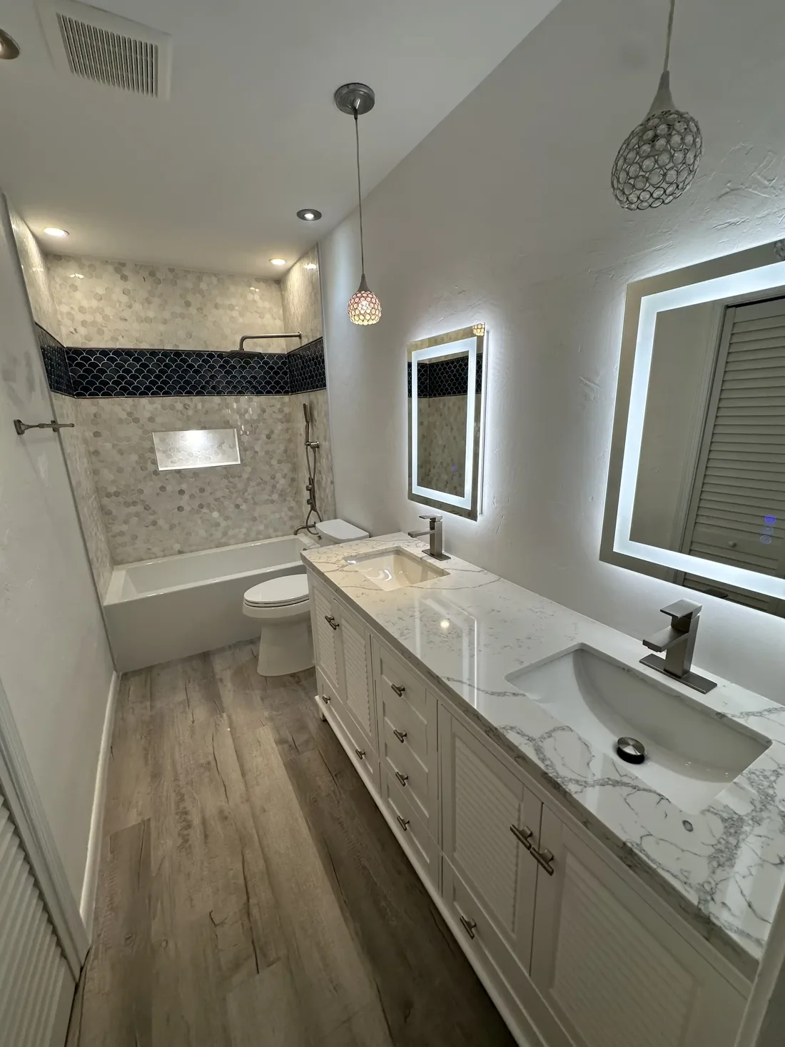 Bathroom vanity with fresh paint and new countertop